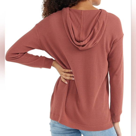 Free Fly Women's Bamboo Waffle Hoodie Size L Henley Hooded Hiking Outdoors - Picture 3 of 13